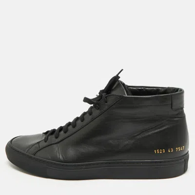 Pre-owned Common Projects Black Leather Achilles High Top Sneakers Size 43