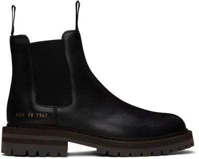 Common Projects Black Leather Chelsea Boots In 7547 Black