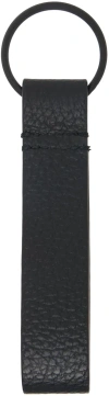 Common Projects Black Leather Keychain In 7001 Black Textured