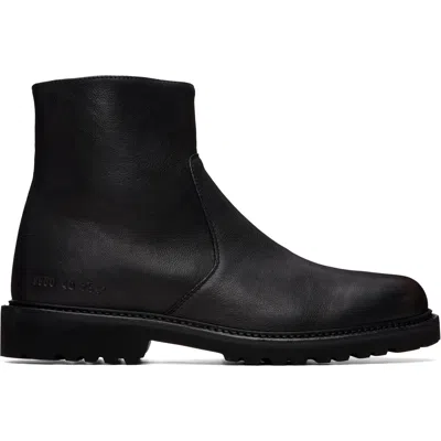 Common Projects Black Leather Piuma Zipper Boots In Black 7547