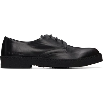 Common Projects Black Leather Rubber Sole Derbys In Black 7547