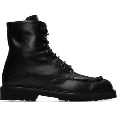 Common Projects Black Piuma Leather Lace-up Boots In Black 7547