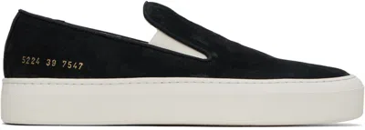 COMMON PROJECTS BLACK SLIP ON SUEDE SNEAKERS