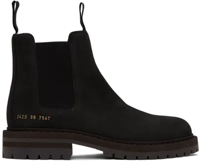 Common Projects Black Suede Chelsea Boots In 7547 Black