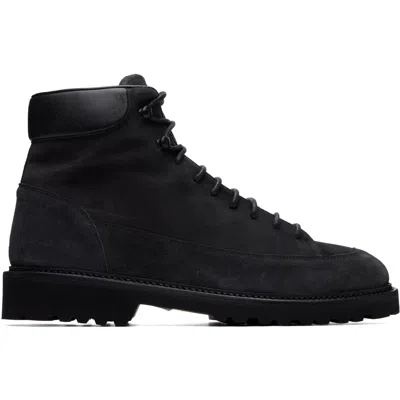 Common Projects Black Suede Hiker Boots In Dark Grey 5472