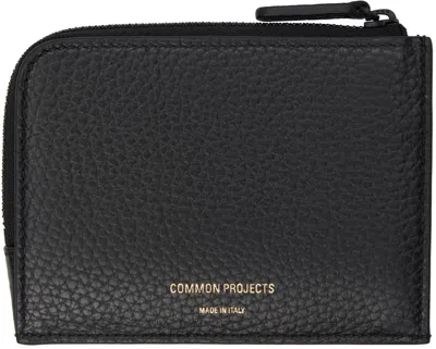 Common Projects Black Zipper Wallet In 7001 Black Textured