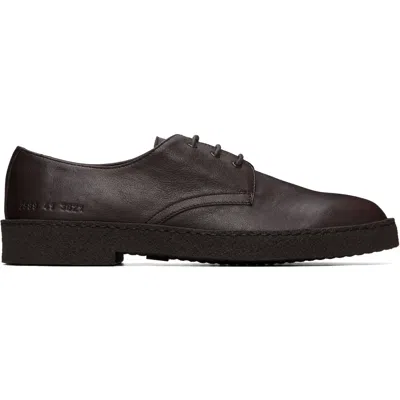 Common Projects Brown Leather Rubber Sole Derbys In Brown 3621