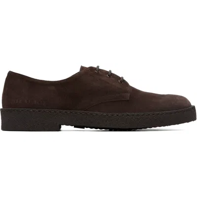 Common Projects Brown Suede Rubber Sole Derbys In Dark Brown 9417