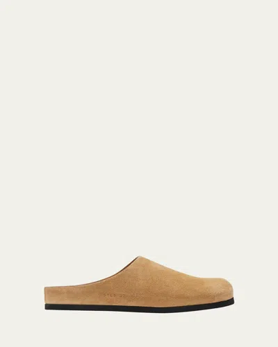 Common Projects Calf Suede Slipper Clogs In Tan