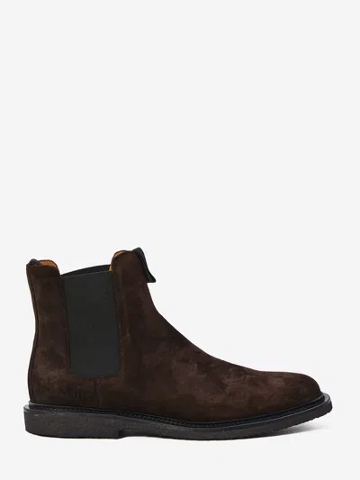 Common Projects Chelsea Boots In Waxed Suede In Brown