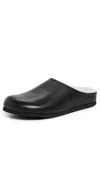 Common Projects Clogs In Leather With Shearling Black In Black