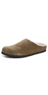 Common Projects Clogs In Suede With Shearling Nut In Brown