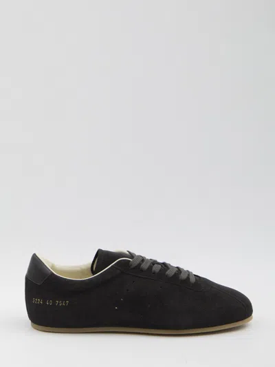 Common Projects Driving Lo Profile Leather-trimmed Suede Sneakers In Black