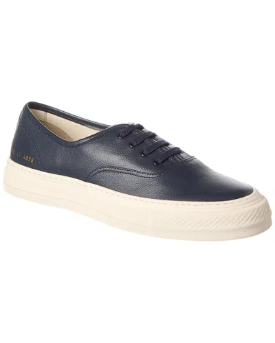 Common Projects Four Hole Leather Sneaker In Blue
