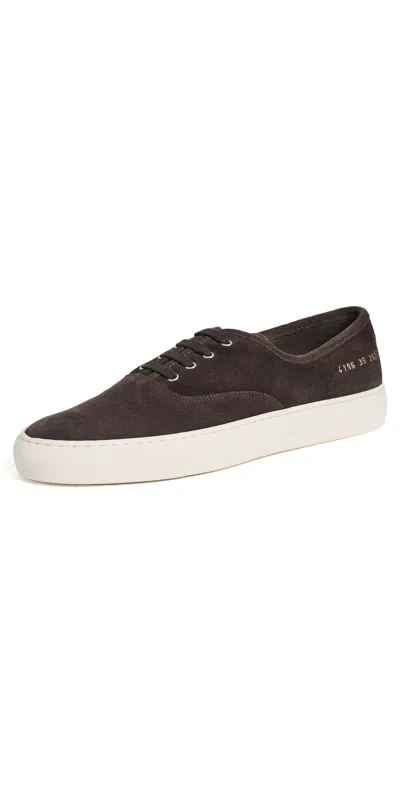 Common Projects Four Hole Slip On In Suede Moka