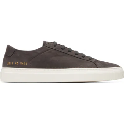 Common Projects Gray Achilles Nubuck Sneakers In Dark Grey 5472
