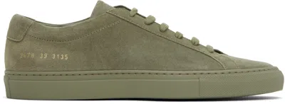 Common Projects Green Achilles Tonal Suede Sneakers In 3135 Moss