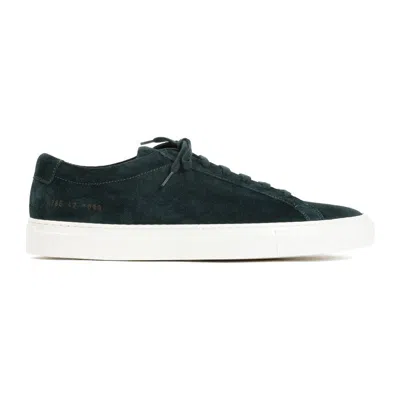 Common Projects Green Suede Achilles In Waxed Sneakers In Black