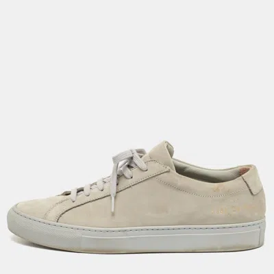 Common Projects Grey Suede Achilles Lace Up Sneakers In Neutral