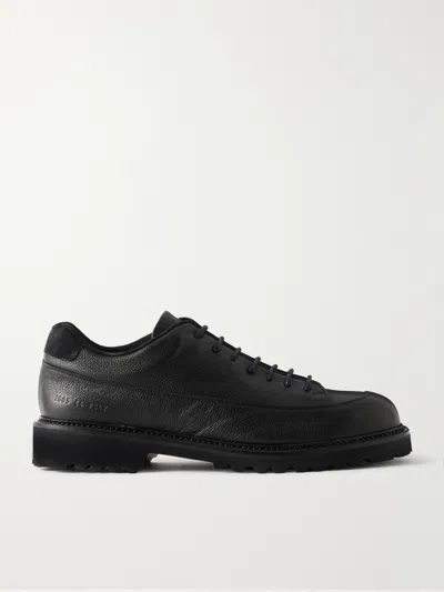 Common Projects Hiker Low Suede-trimmed Full-grain Leather Hiking Boots In Black
