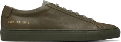 Common Projects Khaki Achilles Premium Sneakers In Green