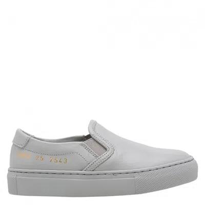 Common Projects Kids Grey Leather Slip On Sneakers In Gray