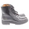 Common Projects Lace-up Combat Boots In Black Leather In Black