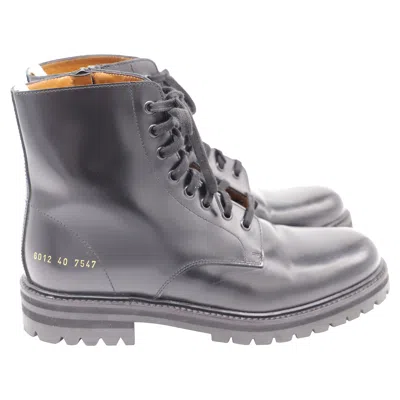 Common Projects Lace-up Combat Boots In Black Leather
