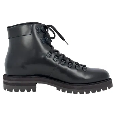 Pre-owned Common Projects Lace-up Hiking Boots In Black Leather