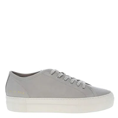 Common Projects Ladies Grey Leather Tournament Low Super Sneakers In Gray