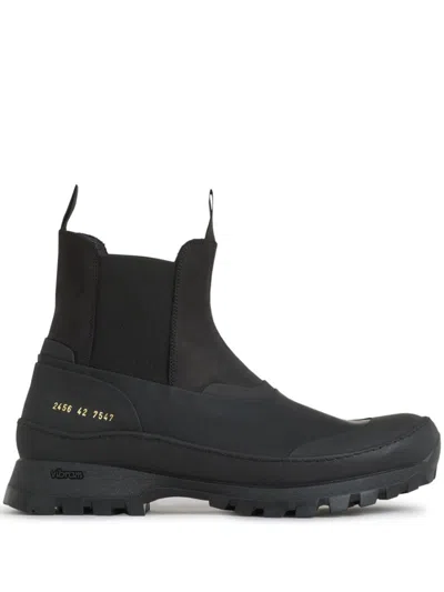 Common Projects Leather Ankle Boots In Black