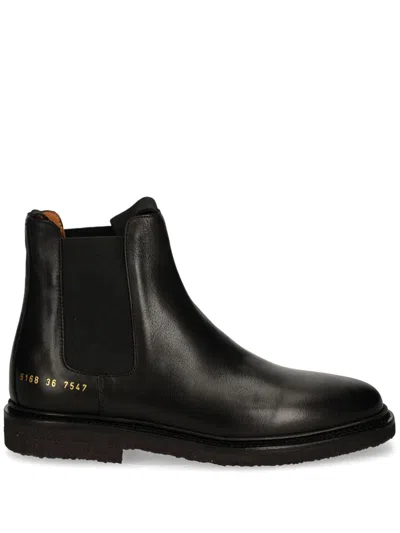 Common Projects Leather Ankle Boots In Black