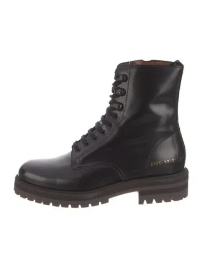 Pre-owned Common Projects Leather Combat Boots In Black