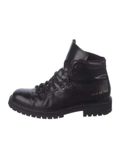 Pre-owned Common Projects Leather Combat Boots In Black