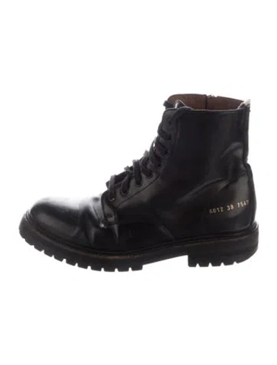 Pre-owned Common Projects Leather Combat Boots In Black