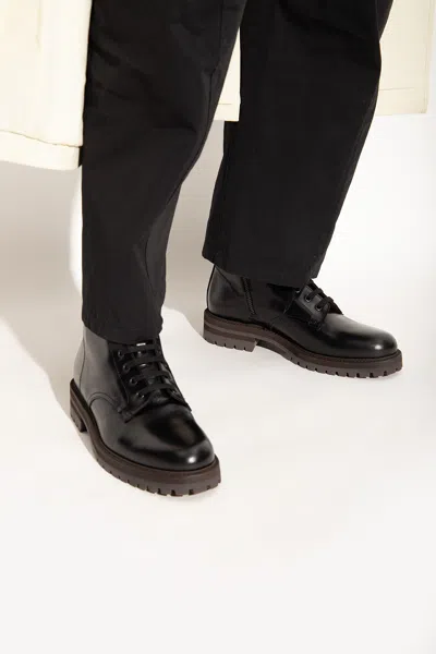 Common Projects Leather Combat Boots In Black