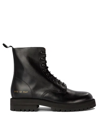 Common Projects Lace-up Combat Boots In Black