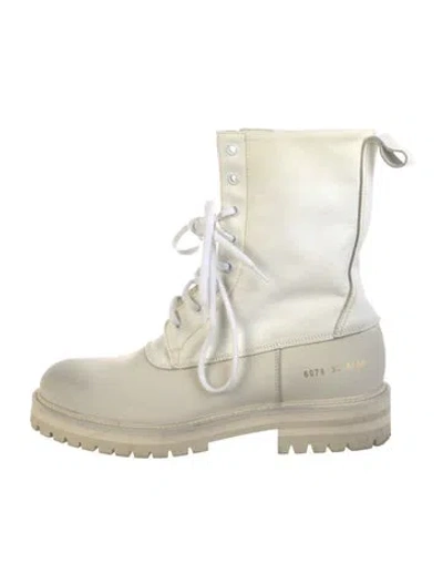 Pre-owned Common Projects Leather Combat Boots In White