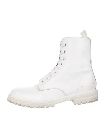 Pre-owned Common Projects Leather Combat Boots In White