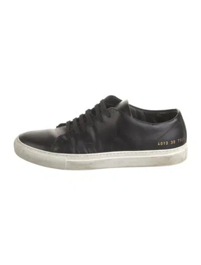 Pre-owned Common Projects Leather Graphic Print Sneakers In Black