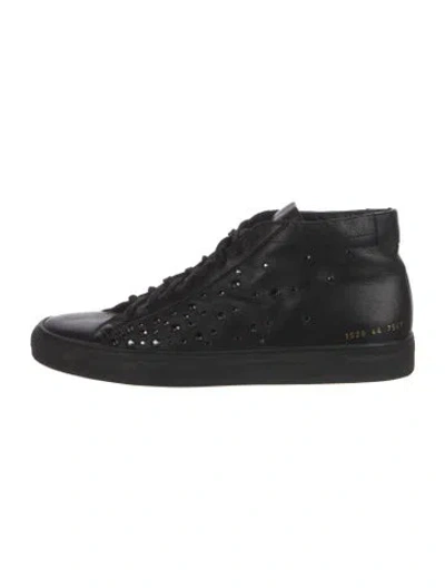 Pre-owned Common Projects Leather Graphic Print Sneakers In Black