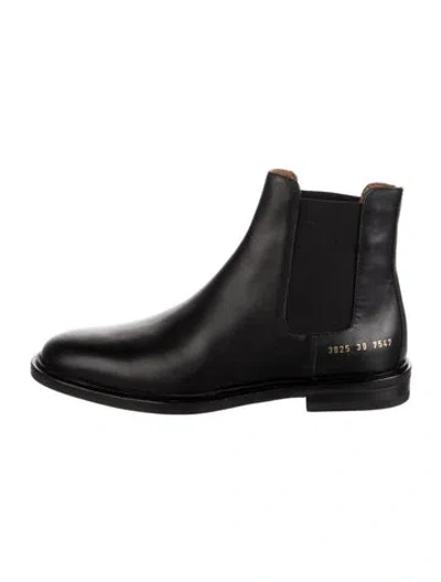 Pre-owned Common Projects Leather Grosgrain Trim Chelsea Boots In Black