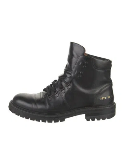 Pre-owned Common Projects Leather Hiking Boots In Black