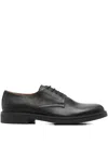 Common Projects Officers Derby Lace Up Shoes In Black Leather In Black