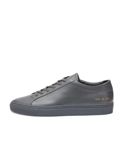 Common Projects Leather Lace-up Sneakers In Gray