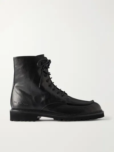 Common Projects Black Piuma Leather Lace-up Boots