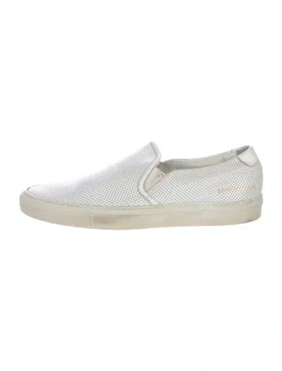 Pre-owned Common Projects Leather Lasercut Accents Loafers In White