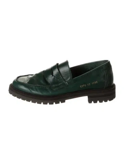 Pre-owned Common Projects Leather Loafers In Green