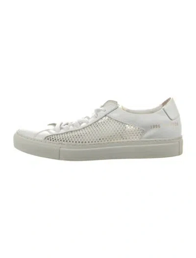 Pre-owned Common Projects Leather Mesh Accents Sneakers In White