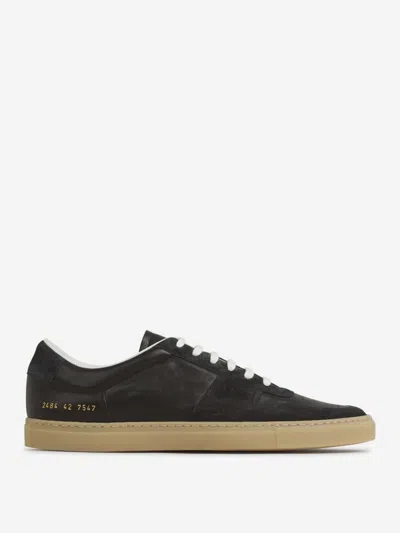 Common Projects Bball Suede-trimmed Leather Sneakers In Black